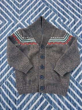 GAP Brown Knit Sweater With Multicolor Fair Isle Detail